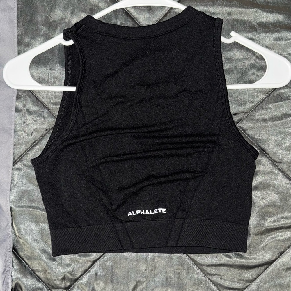 Alphalete Black Fitted Crop Tank Top